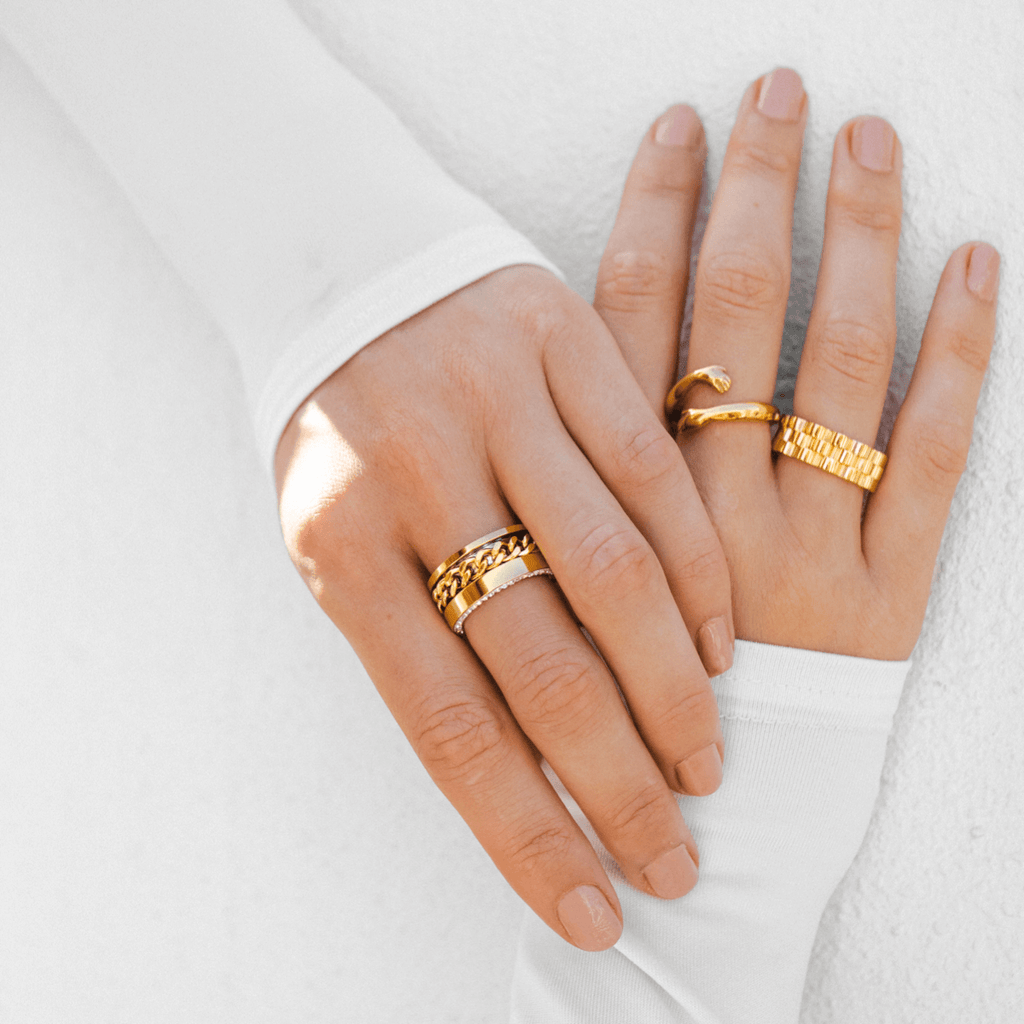 Calyx Tide Light Accent Ring in gold-tone, alternate product angle