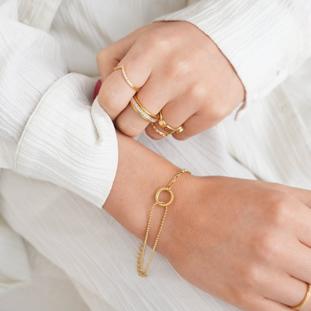 Orin Curve Sculpted Bracelet in gold-tone, styled product view