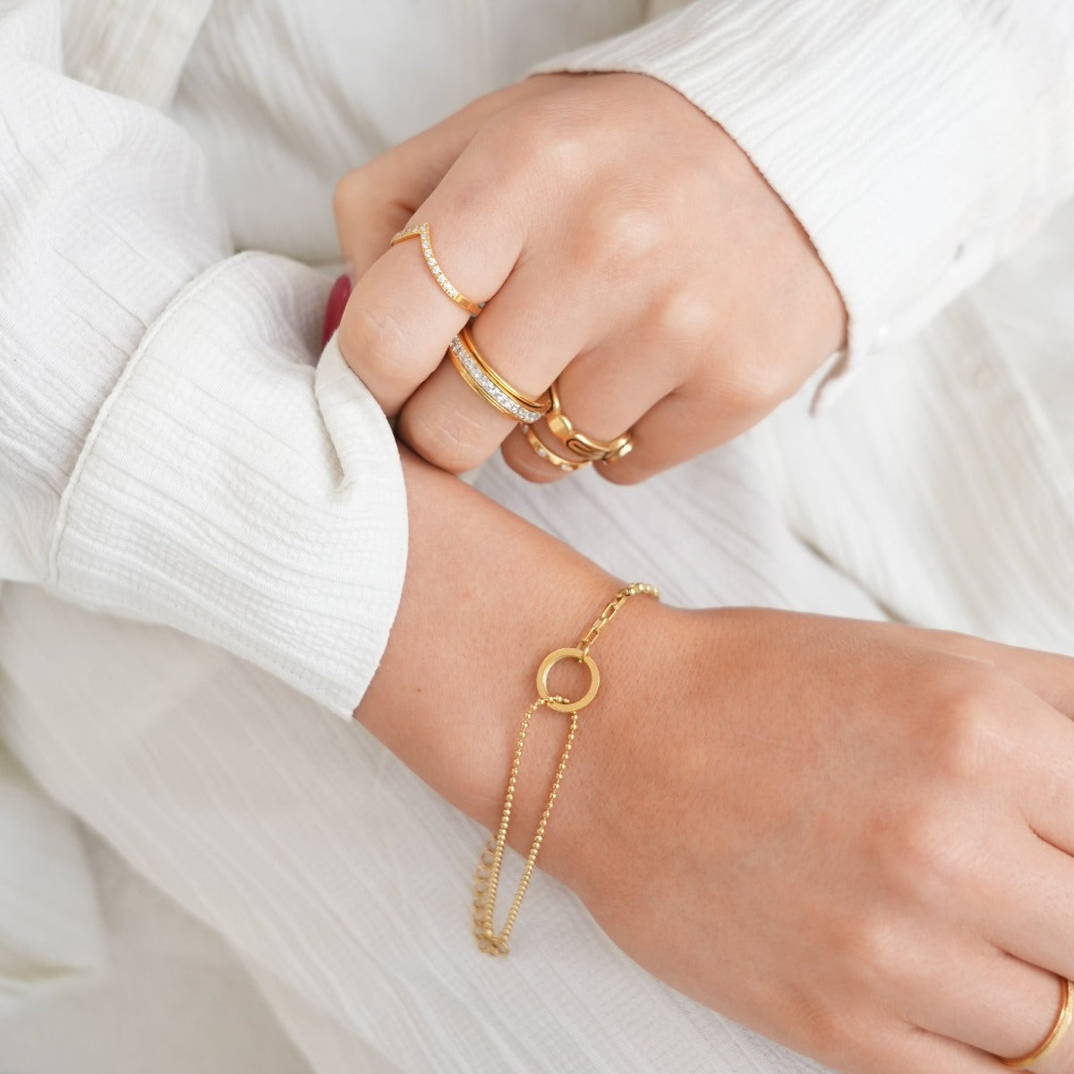 Orin Curve Sculpted Bracelet in gold-tone, styled product view