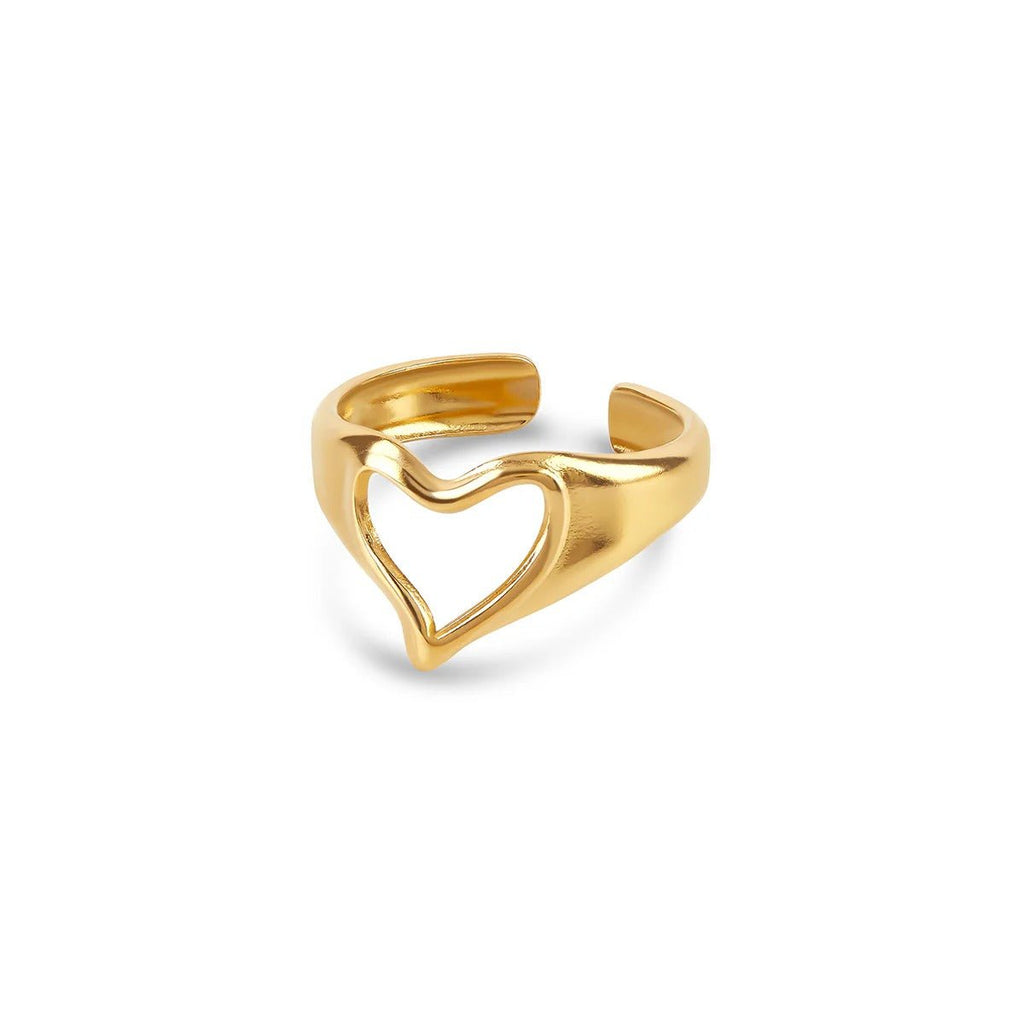 Ione Vale Heart Outline Ring in gold-tone, front product view