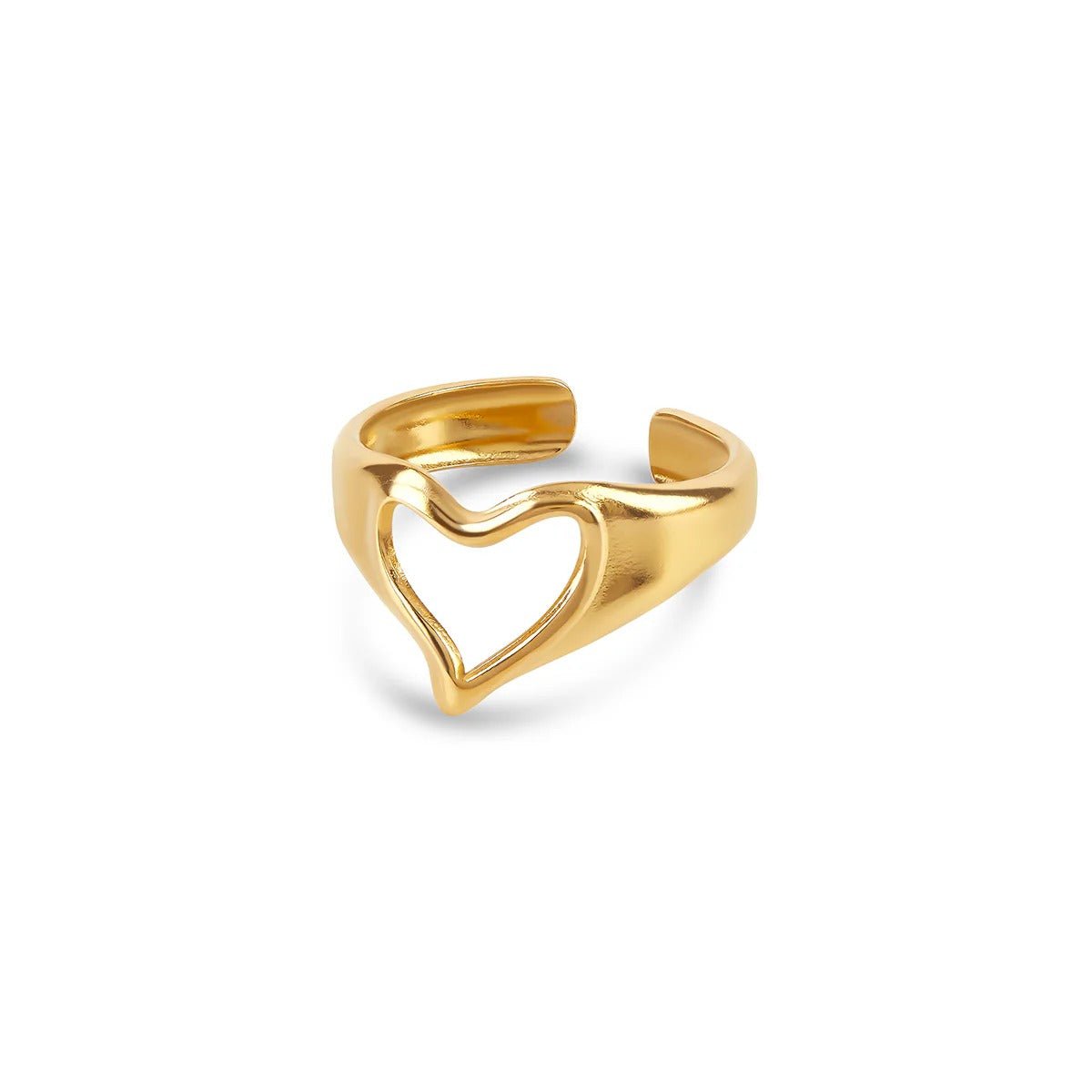 Ione Vale Heart Outline Ring in gold-tone, front product view