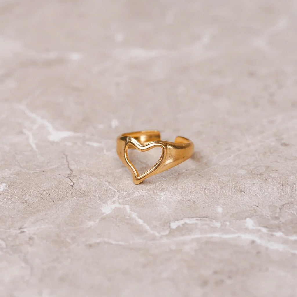 Ione Vale Heart Outline Ring in gold-tone, alternate product angle