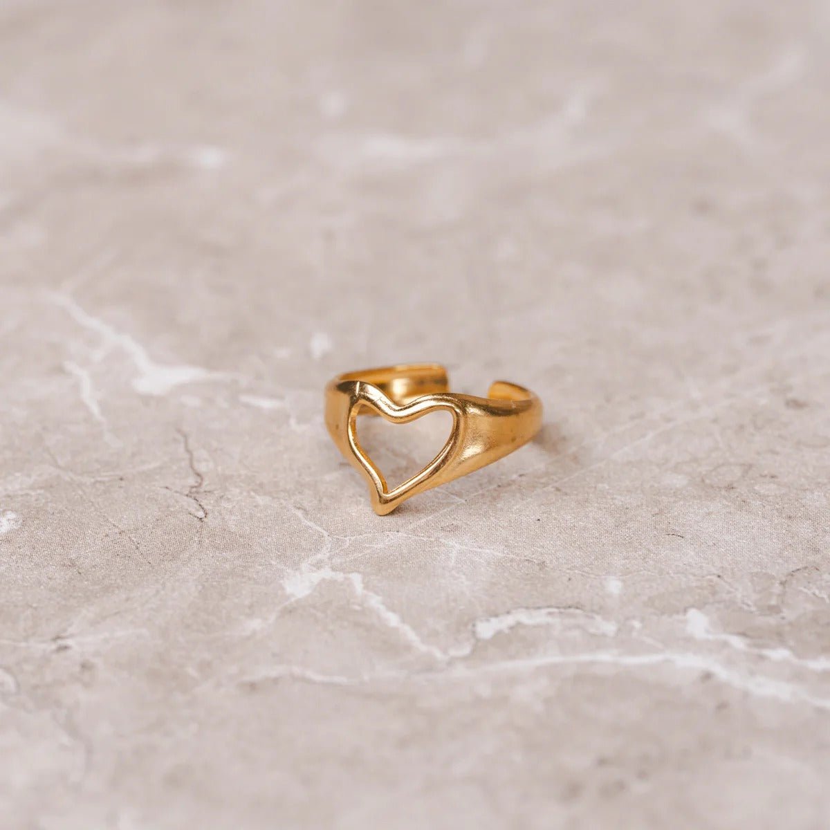 Ione Vale Heart Outline Ring in gold-tone, alternate product angle