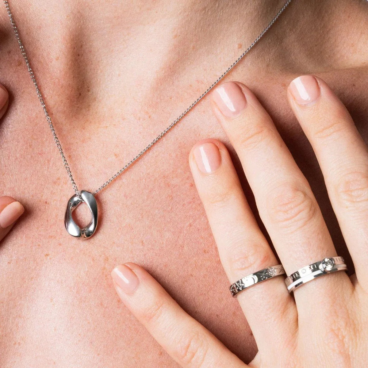 Nori Form Light Accent Ring in silver-tone, close-up detail view