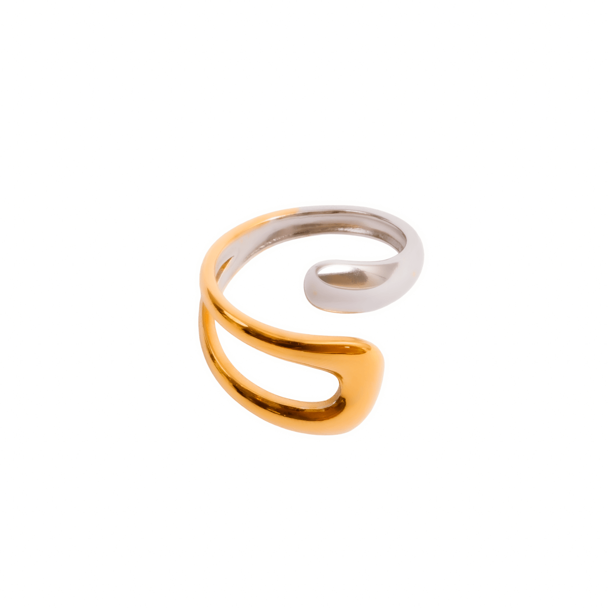 Orin Halo Wave Ring in mixed gold- and silver-tone, front product view