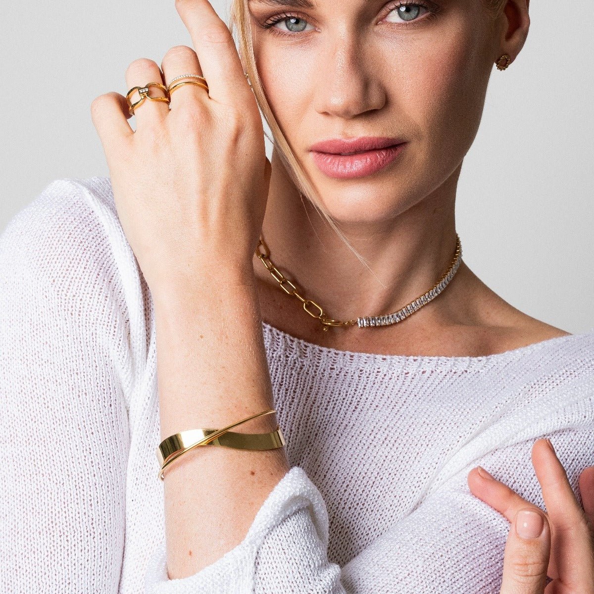 Corin Loom Sculpted Bracelet in gold-tone, close-up detail view