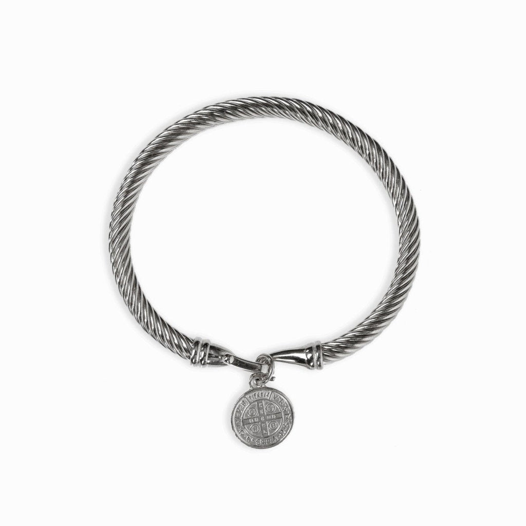 Nacre Orbit Sculpted Bracelet in silver-tone, front product view