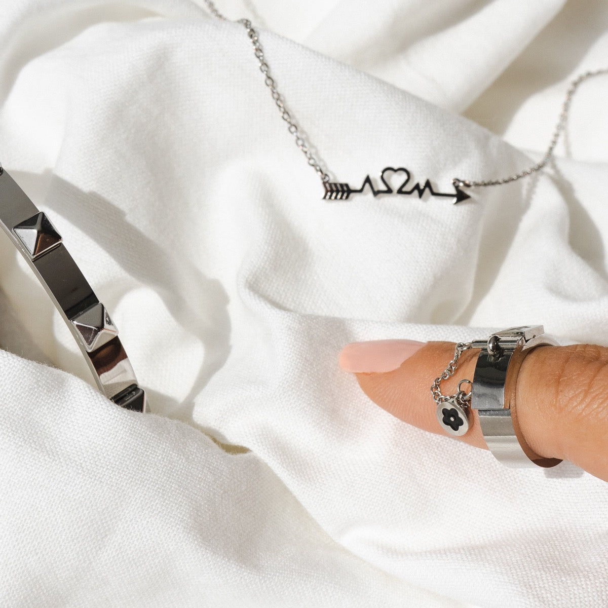 Vela Drift Sculpted Bracelet in silver-tone, styled product view