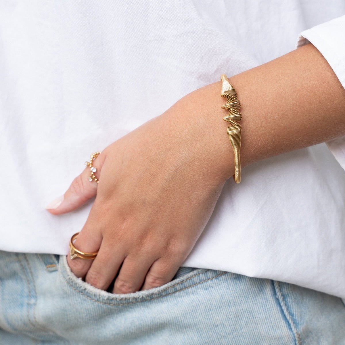Lior Drift Wave Bracelet in gold-tone, alternate product angle