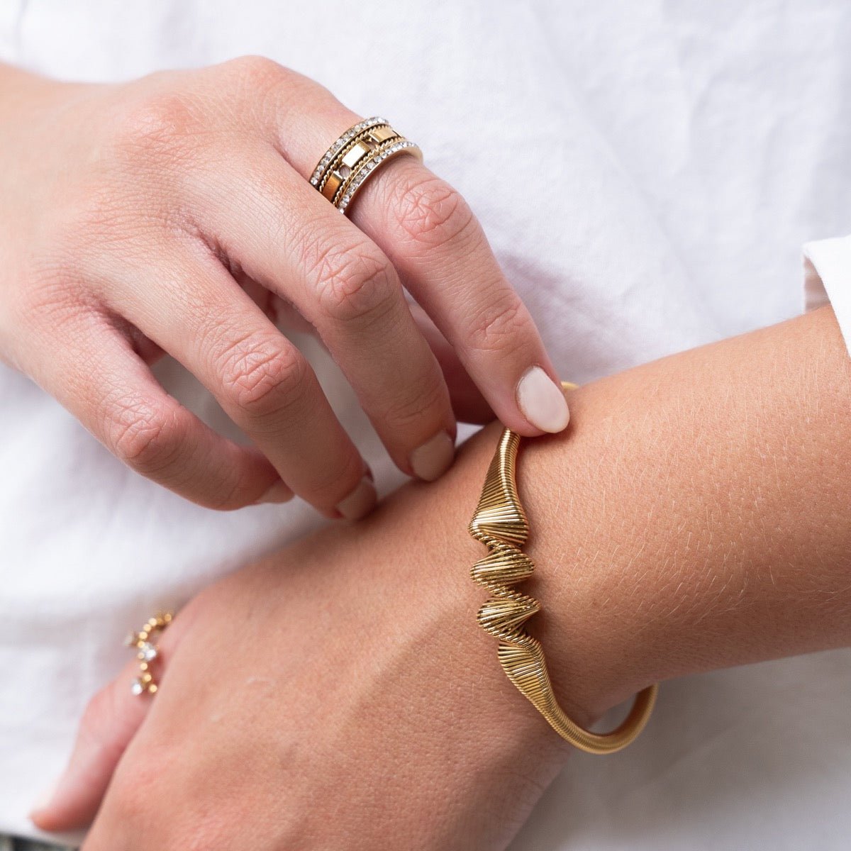 Lior Drift Wave Bracelet in gold-tone, styled product view
