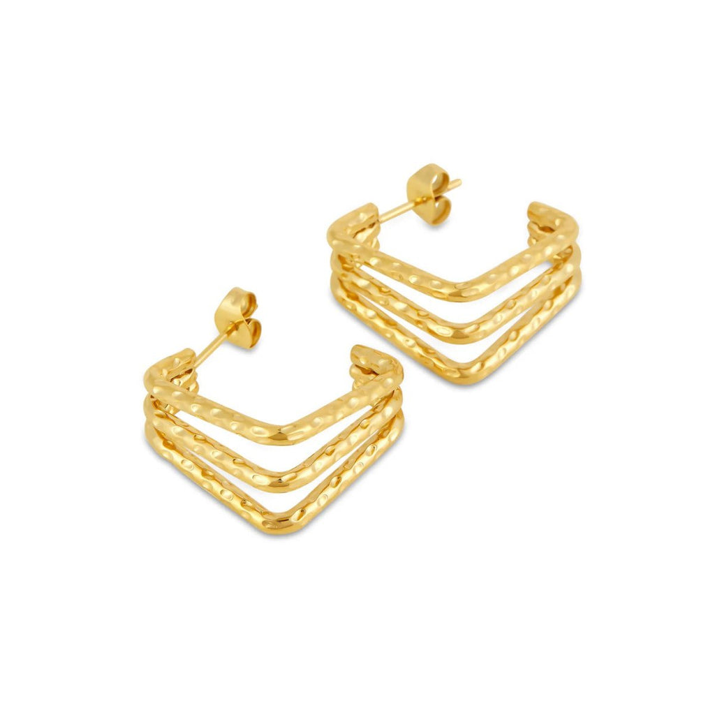 Serein Drift Sculpted Earrings in gold-tone, front product view
