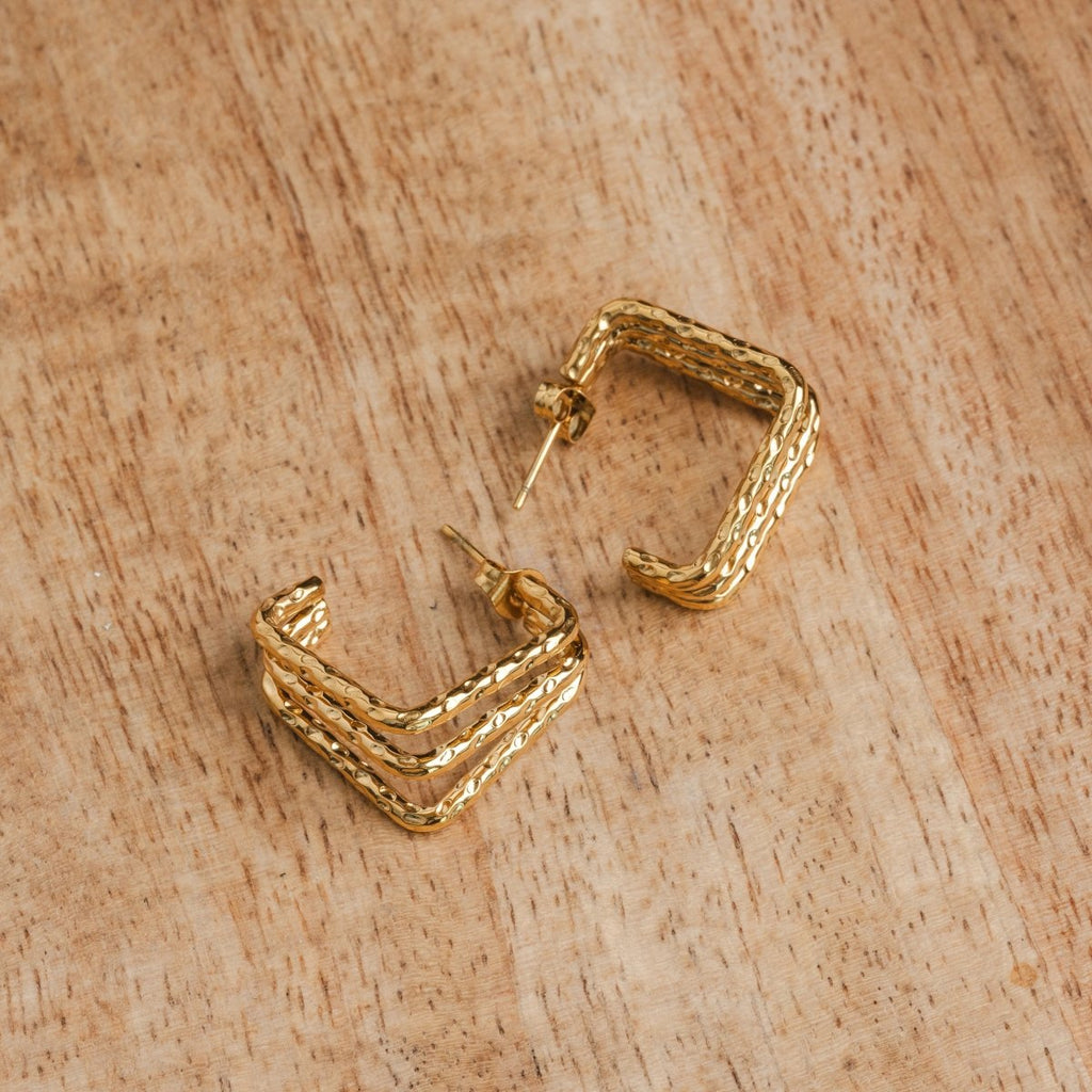 Serein Drift Sculpted Earrings in gold-tone, additional product view 6