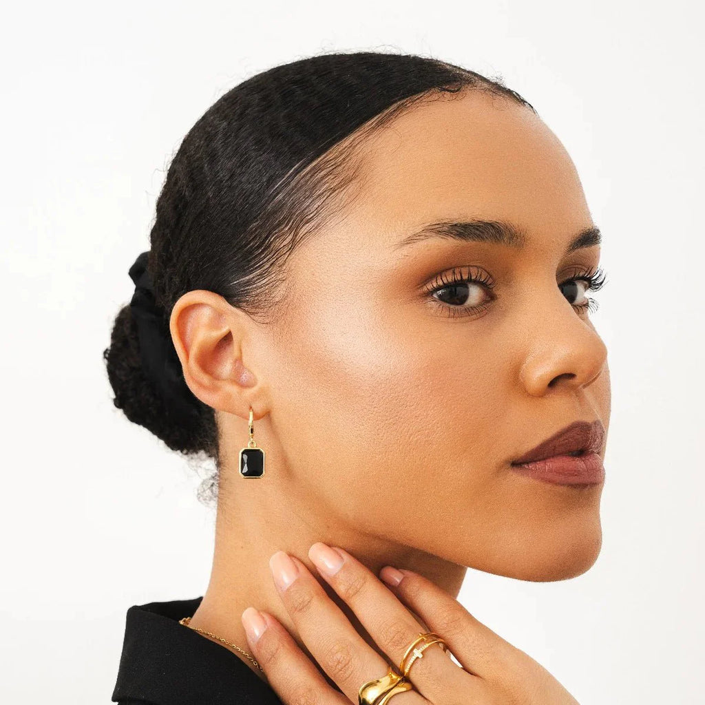 Tavi Drift Light Accent Earrings in gold-tone, styled product view