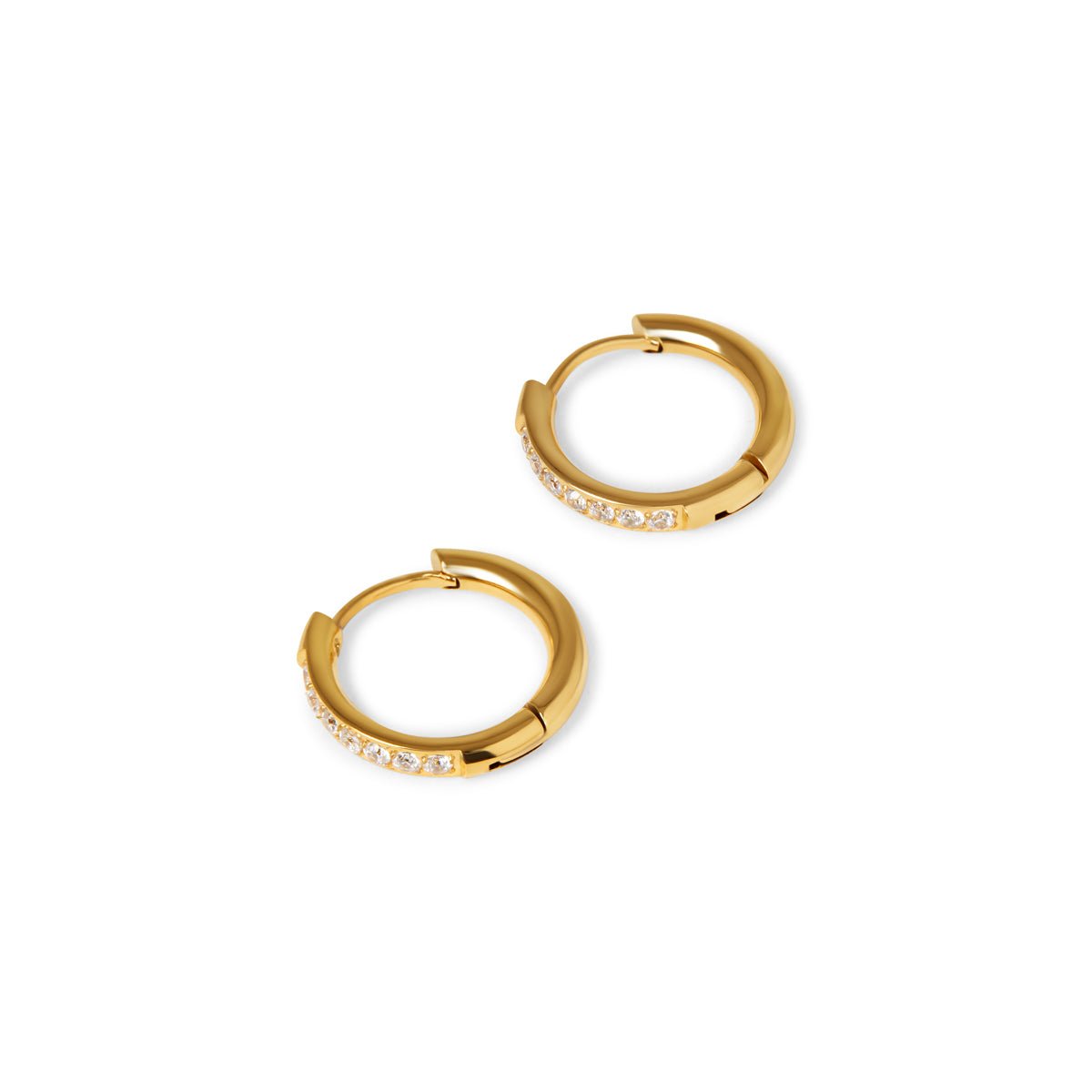 Oriel Crest Hoop Earrings in gold-tone, front product view