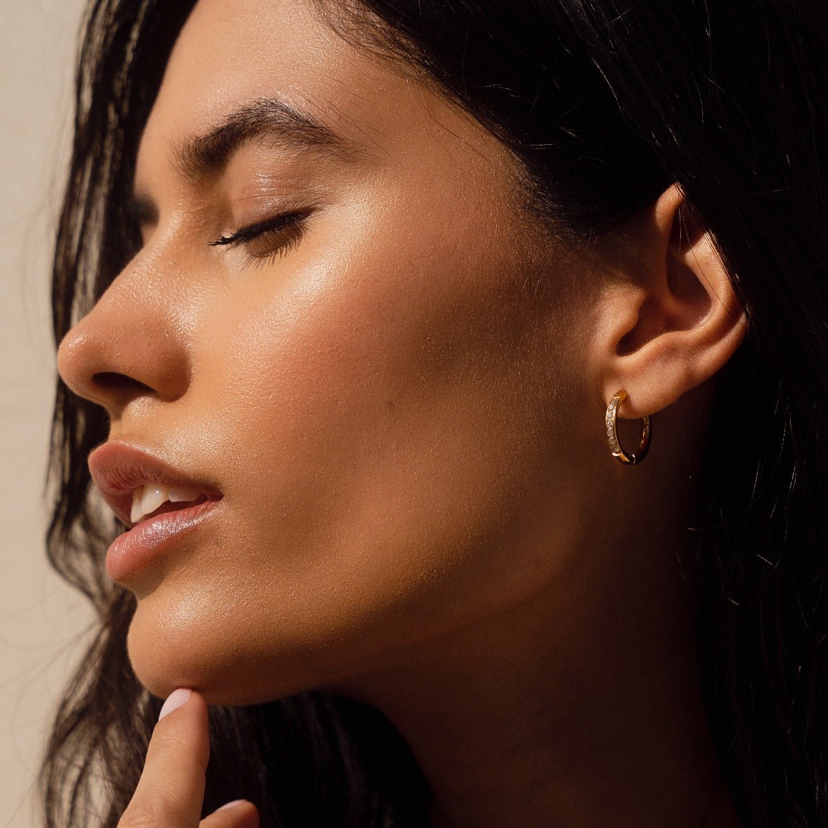Oriel Crest Hoop Earrings in gold-tone, alternate product angle