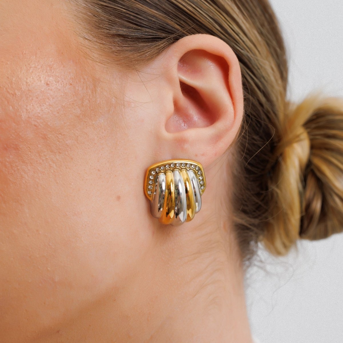 Lumet Crest Light Accent Earrings in mixed gold- and silver-tone, alternate product angle