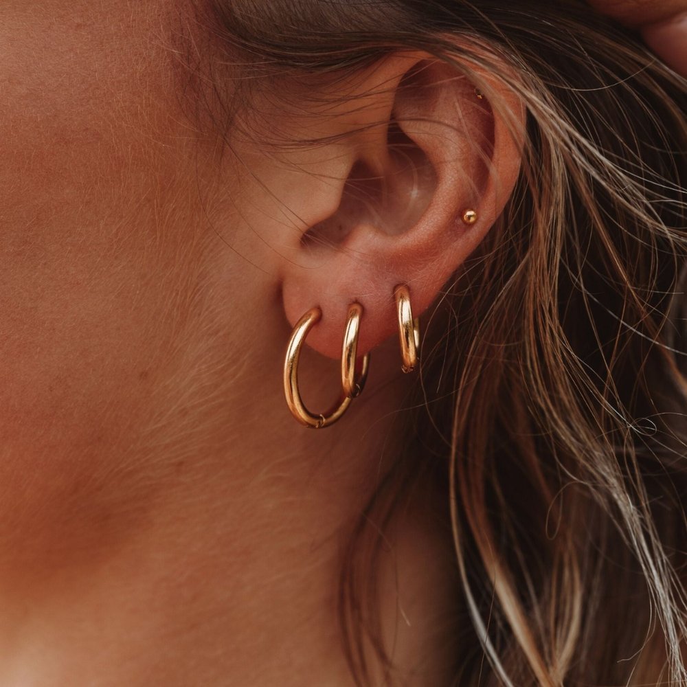 Nacre Beam Hoop Earrings in gold-tone, alternate product angle