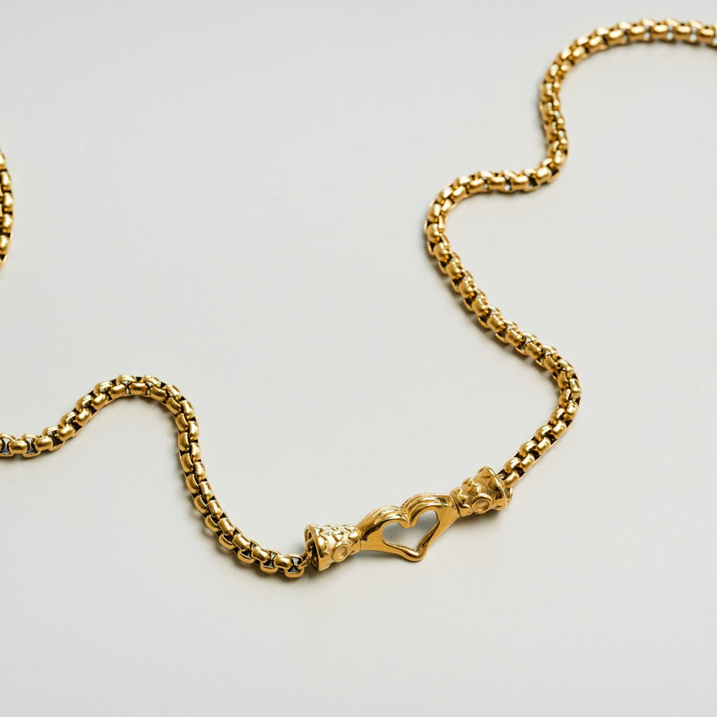 Vela Trace Sculpted Necklace in gold-tone, side profile view