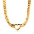 Sora Bloom Heart Outline Necklace in gold-tone, front product view