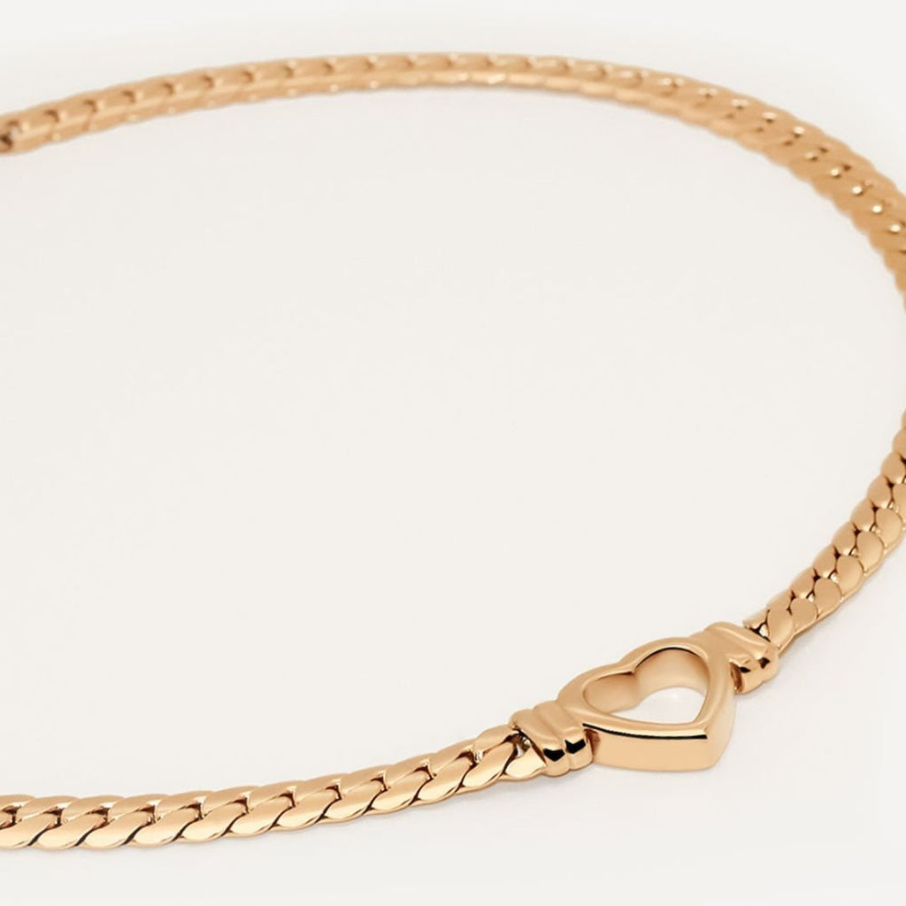 Sora Bloom Heart Outline Necklace in gold-tone, styled product view