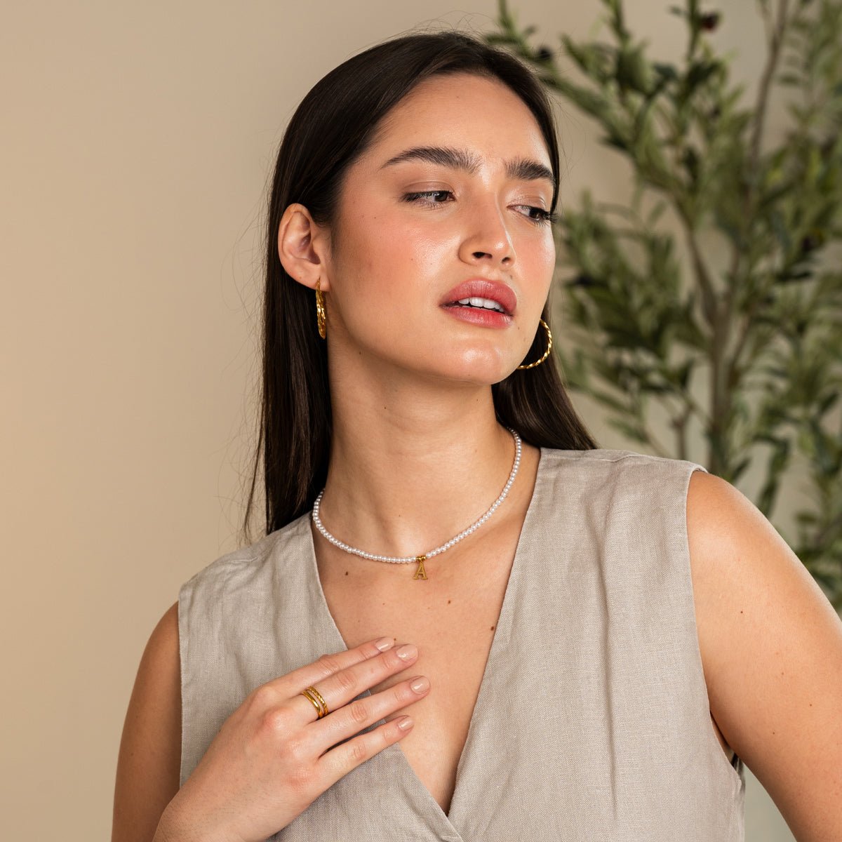 Riva Bloom Pearl Accent Necklace in gold-tone, styled product view