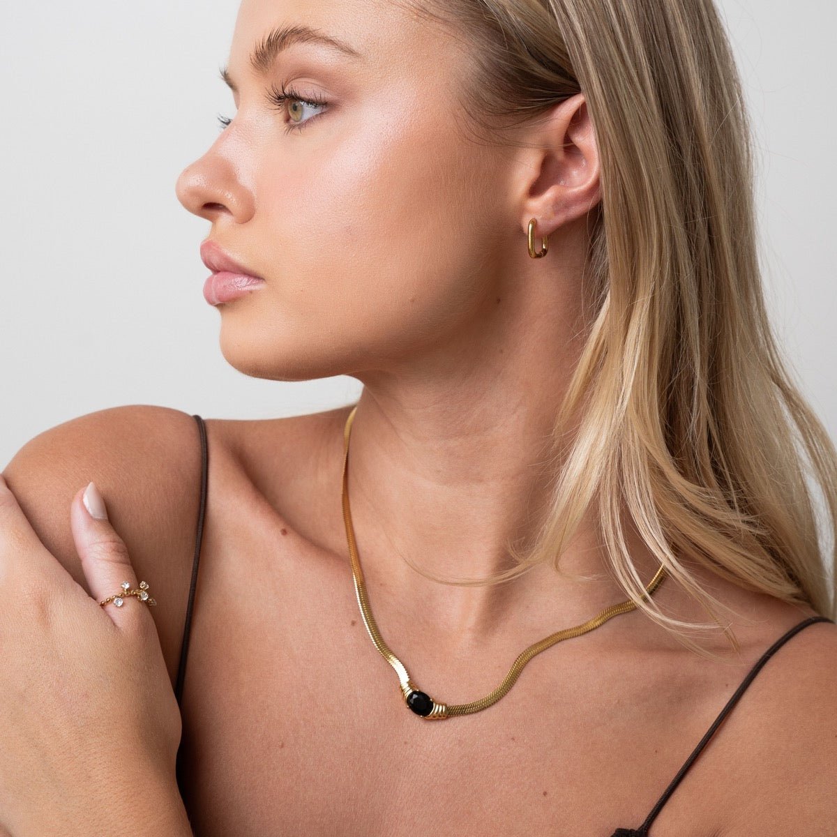 Eira Prism Sculpted Necklace in gold-tone, styled product view