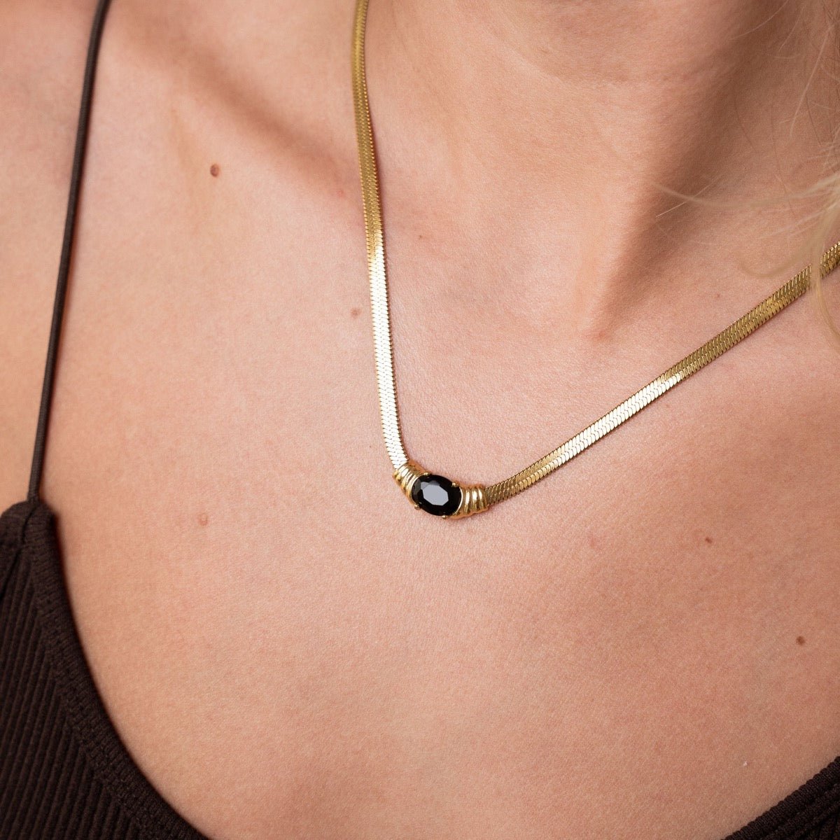 Eira Prism Sculpted Necklace in gold-tone, alternate product angle