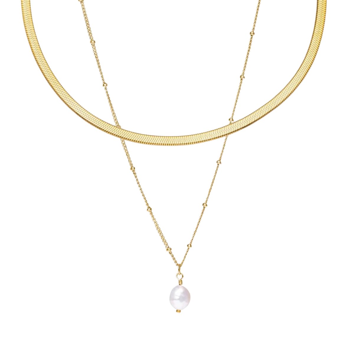Nacre Fold Light Accent Necklace in gold-tone, front product view