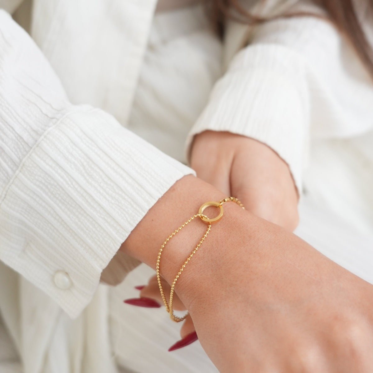 Orin Curve Sculpted Bracelet in gold-tone, alternate product angle