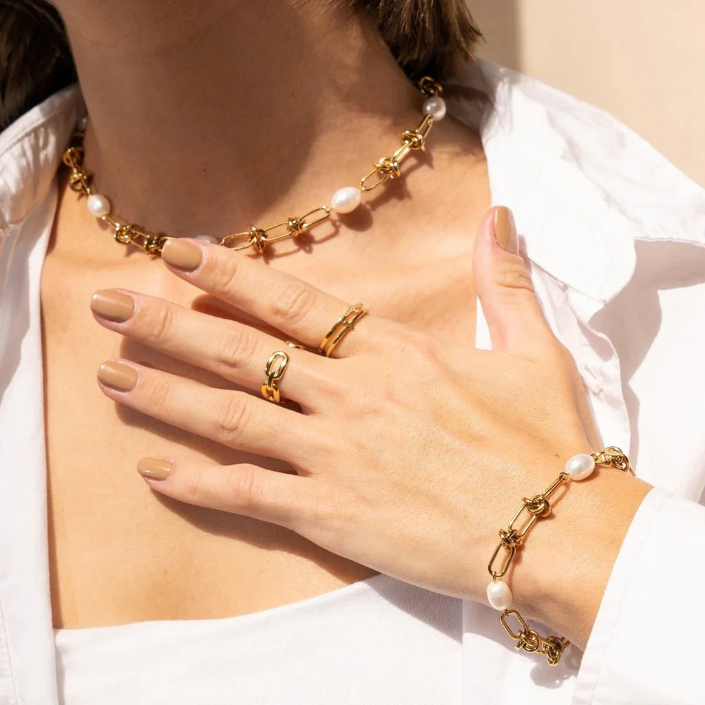 Pavo Echo Pearl Accent Bracelet in gold-tone, styled product view