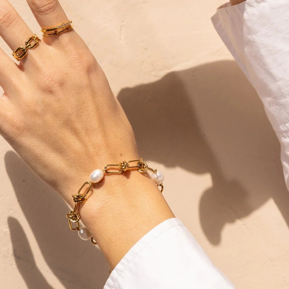 Pavo Echo Pearl Accent Bracelet in gold-tone, alternate product angle